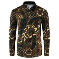 Indonesian Batik Pattern Vintage Brown Button Sweatshirt