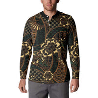 Indonesian Batik Pattern Vintage Brown Button Sweatshirt