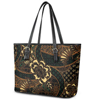 Indonesian Batik Pattern Vintage Brown Leather Tote Bag