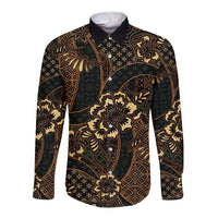 Indonesian Batik Pattern Vintage Brown Long Sleeve Button Shirt