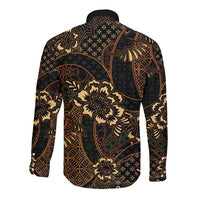 Indonesian Batik Pattern Vintage Brown Long Sleeve Button Shirt