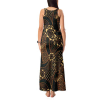 Indonesian Batik Pattern Vintage Brown Tank Maxi Dress