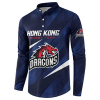 Custom Hong Kong Rugby Button Sweatshirt Dragons Go Champions