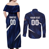 Custom Hong Kong Rugby Couples Matching Off Shoulder Maxi Dress and Long Sleeve Button Shirt Dragons Go Champions