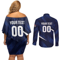 Custom Hong Kong Rugby Couples Matching Off Shoulder Short Dress and Long Sleeve Button Shirt Dragons Go Champions