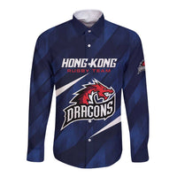 Custom Hong Kong Rugby Long Sleeve Button Shirt Dragons Go Champions