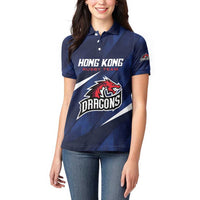Custom Hong Kong Rugby Women Polo Shirt Dragons Go Champions