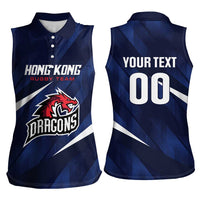 Custom Hong Kong Rugby Women Sleeveless Polo Shirt Dragons Go Champions