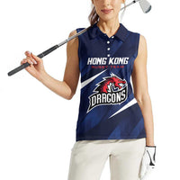 Custom Hong Kong Rugby Women Sleeveless Polo Shirt Dragons Go Champions