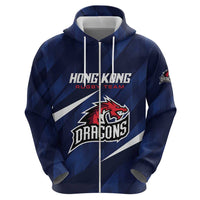 Custom Hong Kong Rugby Zip Hoodie Dragons Go Champions