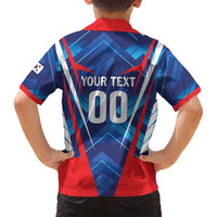Custom Korea Rugby Family Matching Off Shoulder Short Dress and Hawaiian Shirt Mugunghwas Go Champions