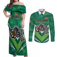 Custom Sri Lanka Rugby Couples Matching Off Shoulder Maxi Dress and Long Sleeve Button Shirt Tuskers Go Champions