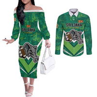 Custom Sri Lanka Rugby Couples Matching Off The Shoulder Long Sleeve Dress and Long Sleeve Button Shirt Tuskers Go Champions