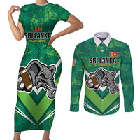Custom Sri Lanka Rugby Couples Matching Short Sleeve Bodycon Dress and Long Sleeve Button Shirt Tuskers Go Champions