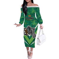 Custom Sri Lanka Rugby Off The Shoulder Long Sleeve Dress Tuskers Go Champions