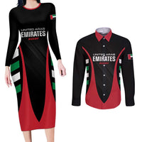 Custom United Arab Emirates Rugby Couples Matching Long Sleeve Bodycon Dress and Long Sleeve Button Shirt UAE Go Champions