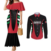 Custom United Arab Emirates Rugby Couples Matching Mermaid Dress and Long Sleeve Button Shirt UAE Go Champions
