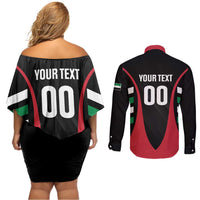 Custom United Arab Emirates Rugby Couples Matching Off Shoulder Short Dress and Long Sleeve Button Shirt UAE Go Champions