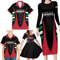 Custom United Arab Emirates Rugby Family Matching Long Sleeve Bodycon Dress and Hawaiian Shirt UAE Go Champions