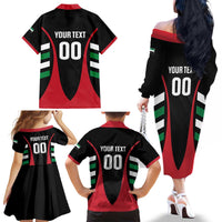 Custom United Arab Emirates Rugby Family Matching Off The Shoulder Long Sleeve Dress and Hawaiian Shirt UAE Go Champions