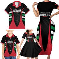 Custom United Arab Emirates Rugby Family Matching Short Sleeve Bodycon Dress and Hawaiian Shirt UAE Go Champions