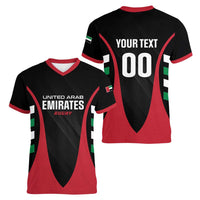 Custom United Arab Emirates Rugby Women V-Neck T-Shirt UAE Go Champions