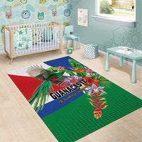 Costa Rica Guanacaste Day Area Rug Resplendent Quetzal Tropical Flowers - Wonder Print Shop