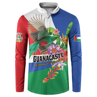 Costa Rica Guanacaste Day Button Sweatshirt Resplendent Quetzal Tropical Flowers - Wonder Print Shop