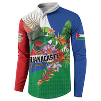 Costa Rica Guanacaste Day Button Sweatshirt Resplendent Quetzal Tropical Flowers - Wonder Print Shop