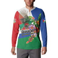 Costa Rica Guanacaste Day Button Sweatshirt Resplendent Quetzal Tropical Flowers - Wonder Print Shop