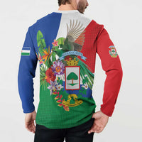 Costa Rica Guanacaste Day Button Sweatshirt Resplendent Quetzal Tropical Flowers - Wonder Print Shop