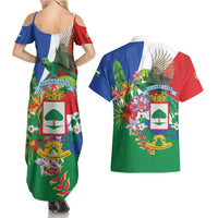 Costa Rica Guanacaste Day Couples Matching Summer Maxi Dress and Hawaiian Shirt Resplendent Quetzal Tropical Flowers - Wonder Print Shop