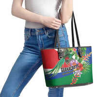 Costa Rica Guanacaste Day Leather Tote Bag Resplendent Quetzal Tropical Flowers - Wonder Print Shop