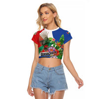 Costa Rica Guanacaste Day Raglan Cropped T Shirt Resplendent Quetzal Tropical Flowers - Wonder Print Shop