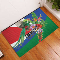 Costa Rica Guanacaste Day Rubber Doormat Resplendent Quetzal Tropical Flowers - Wonder Print Shop