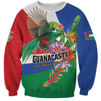 Costa Rica Guanacaste Day Sweatshirt Resplendent Quetzal Tropical Flowers - Wonder Print Shop
