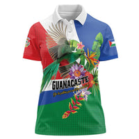 Costa Rica Guanacaste Day Women Polo Shirt Resplendent Quetzal Tropical Flowers - Wonder Print Shop