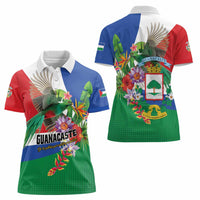 Costa Rica Guanacaste Day Women Polo Shirt Resplendent Quetzal Tropical Flowers - Wonder Print Shop