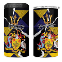 Personalized Barbados Emancipation Day 4 in 1 Can Cooler Tumbler Luxury Gold Trident - Wonder Print Shop