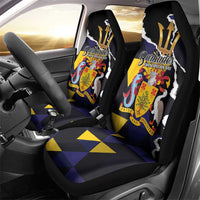 Barbados Emancipation Day Car Seat Cover Luxury Gold Trident - Wonder Print Shop