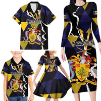 Personalized Barbados Emancipation Day Family Matching Long Sleeve Bodycon Dress and Hawaiian Shirt Luxury Gold Trident - Wonder Print Shop