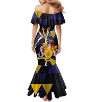 Personalized Barbados Emancipation Day Family Matching Mermaid Dress and Hawaiian Shirt Luxury Gold Trident - Wonder Print Shop