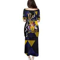 Personalized Barbados Emancipation Day Family Matching Puletasi and Hawaiian Shirt Luxury Gold Trident - Wonder Print Shop