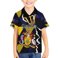 Personalized Barbados Emancipation Day Family Matching Tank Maxi Dress and Hawaiian Shirt Luxury Gold Trident - Wonder Print Shop