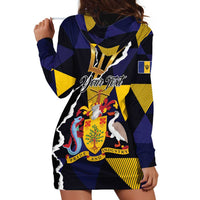 Personalized Barbados Emancipation Day Hoodie Dress Luxury Gold Trident - Wonder Print Shop
