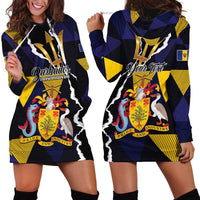 Personalized Barbados Emancipation Day Hoodie Dress Luxury Gold Trident - Wonder Print Shop