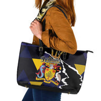 Barbados Emancipation Day Leather Tote Bag Luxury Gold Trident - Wonder Print Shop