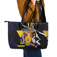 Barbados Emancipation Day Leather Tote Bag Luxury Gold Trident - Wonder Print Shop