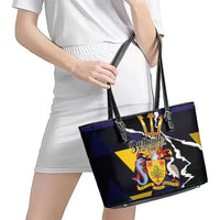 Barbados Emancipation Day Leather Tote Bag Luxury Gold Trident - Wonder Print Shop