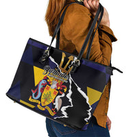 Barbados Emancipation Day Leather Tote Bag Luxury Gold Trident - Wonder Print Shop